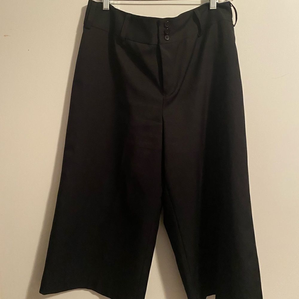 Field Manor Black High waist wide leg crop pants, size 14